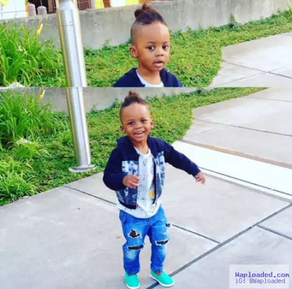 Footballer Obafemi Martins shares cute photos of his stylish son